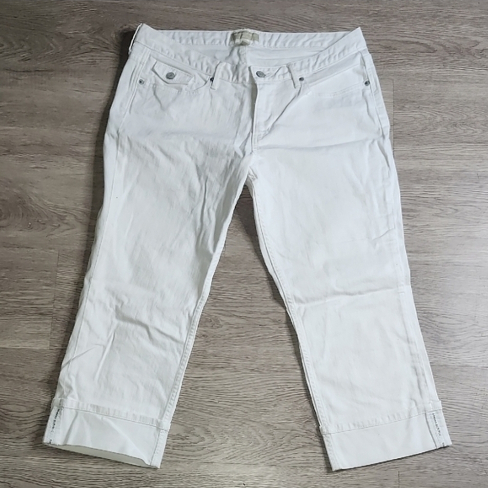 Banana Republic White Cropped Stretch Capri Jeans